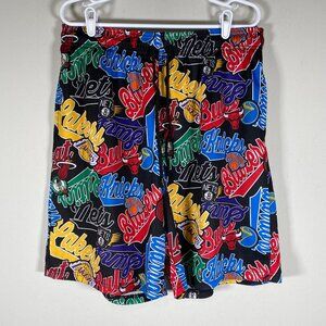NBA Athletic Shorts Men's XL Drawstring Multicolor Colorful Logo Casual